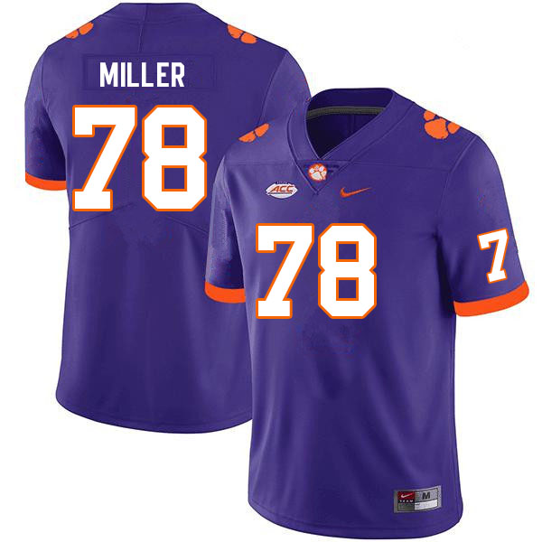 Men #78 Blake Miller Clemson Tigers College Football Jerseys Sale-Purple - Click Image to Close